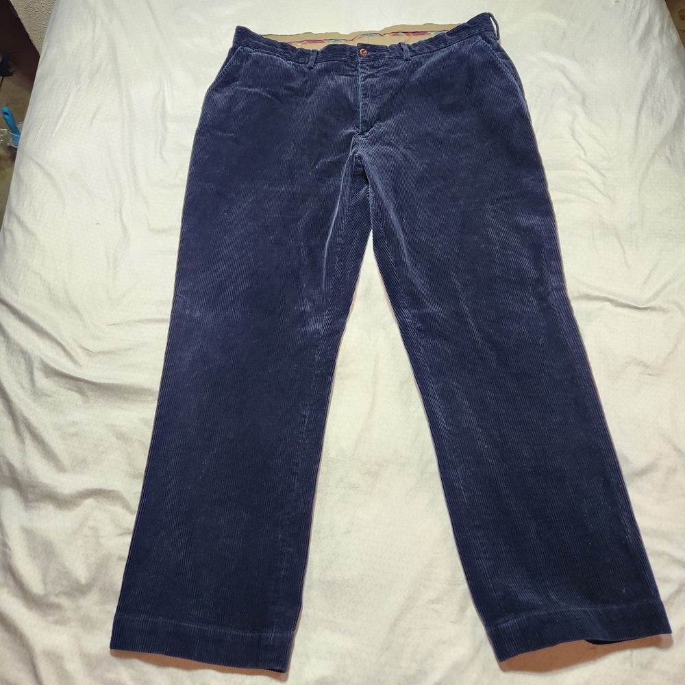 Vtg Polo Ralph Lauren Preston Corduroy Pant Mens 42x32 Navy Blue Cotton Trousers
